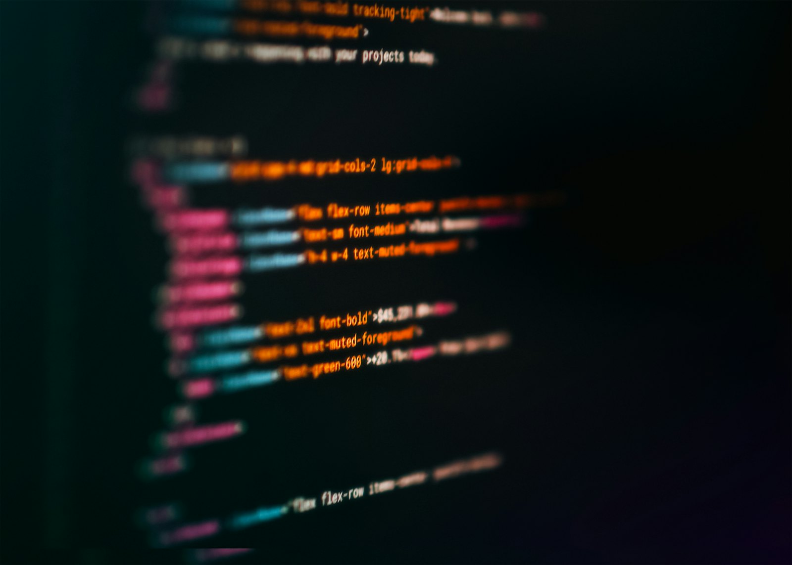 Lines of layout and styling code on a screen