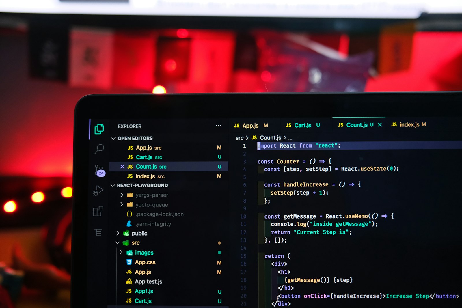 JavaScript source code running on a computer screen